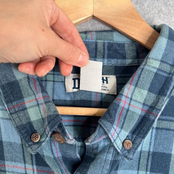 Men's Duluth Trading Company 2XL Blue Plaid Flannel Long Sleeve Shirt Button - Picture 5 of 13